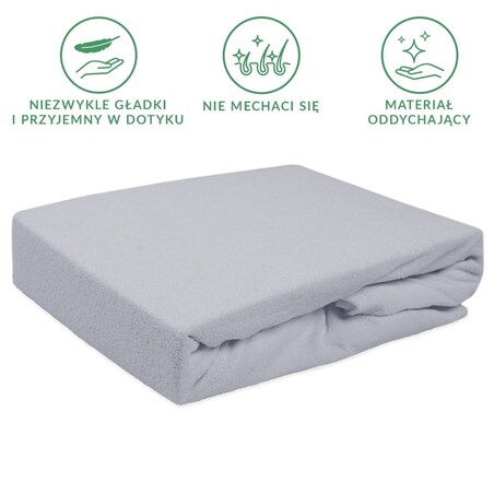 Prześcieradło z bawełny frotte z gumką 90x200 kolor popiel