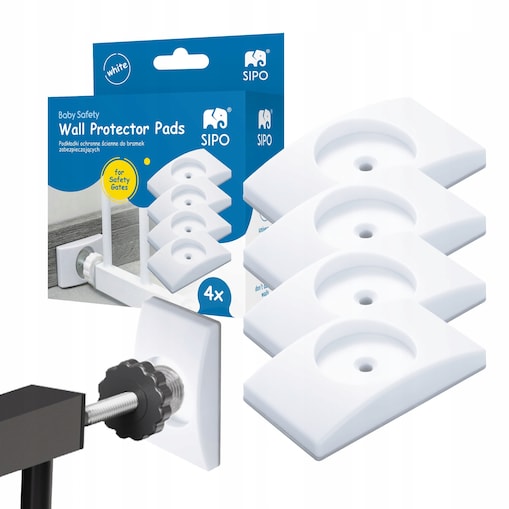 podkładki ochronne ścienne do bramek zabezpieczających, sipo, zestaw 4 sztuk, białe