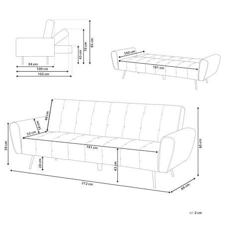 Sofa rozkładana dla 3 osób SELNES Welur Szmaragdowy
