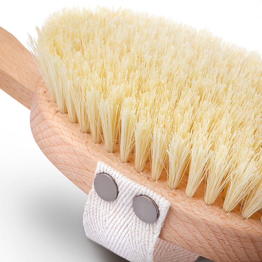 Szczotka do masażu ciała na sucho – włókno tampico, wersja z kijem, No.2P