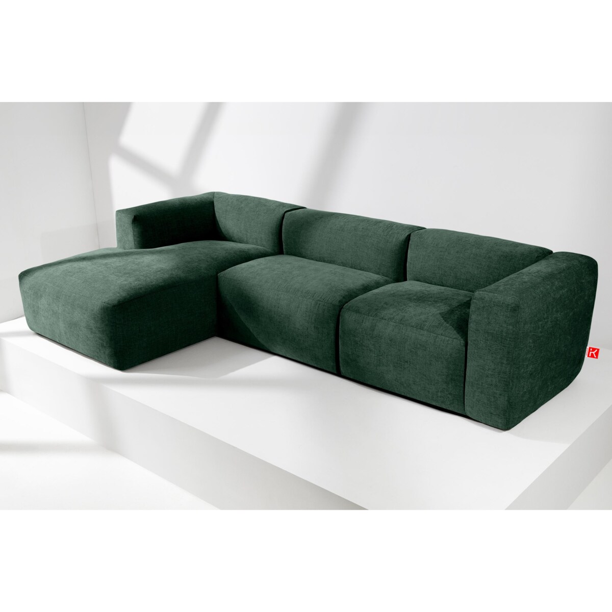 KONSIMO BUFFO Narożnik prawy z niezwykle miękkim i wygodnym siedziskiem, kolor morski