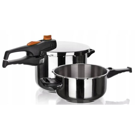 KOMPLET SZYBKOWARY duży + mały pokrywa pokrętło 4 i 6L GARNEK szybkie danie