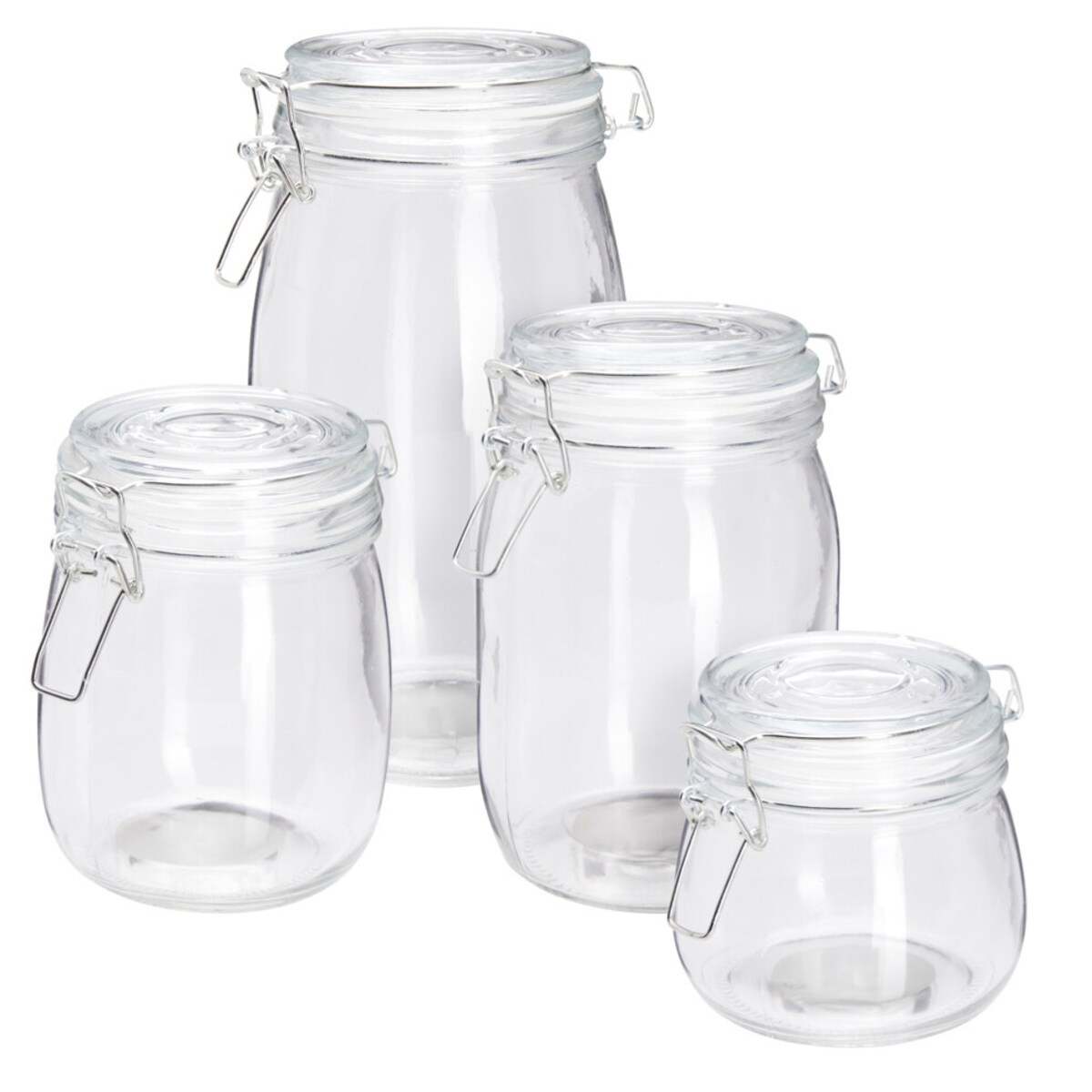 Szklane słoiki z klipsem RESO, 4 sztuki
