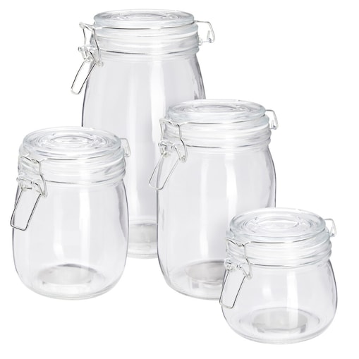 Szklane słoiki z klipsem RESO, 4 sztuki