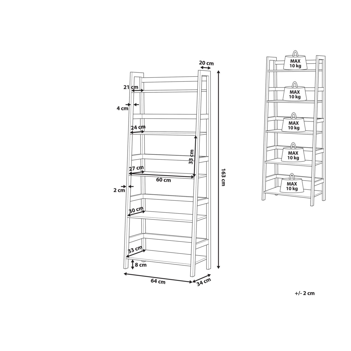 Regał 5 półek jasne drewno z czarnym CROYDON