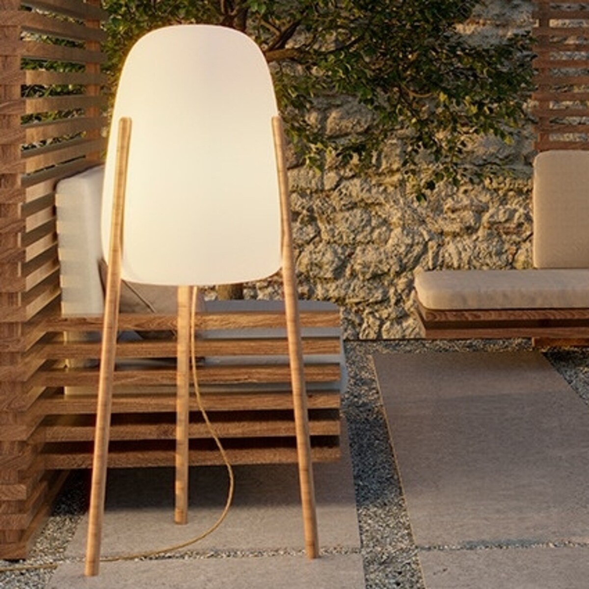 Lampa do ogrodu Rocket LUMRCK145INOUTNW drewno biała, King Home