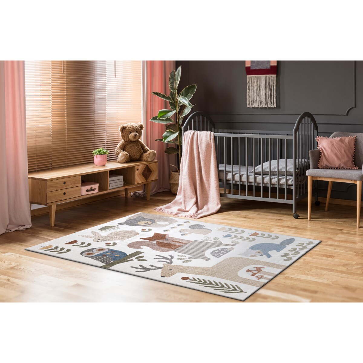 Dywan BONO 8425 Zwierzęta leśne kremowy / 160x220 cm