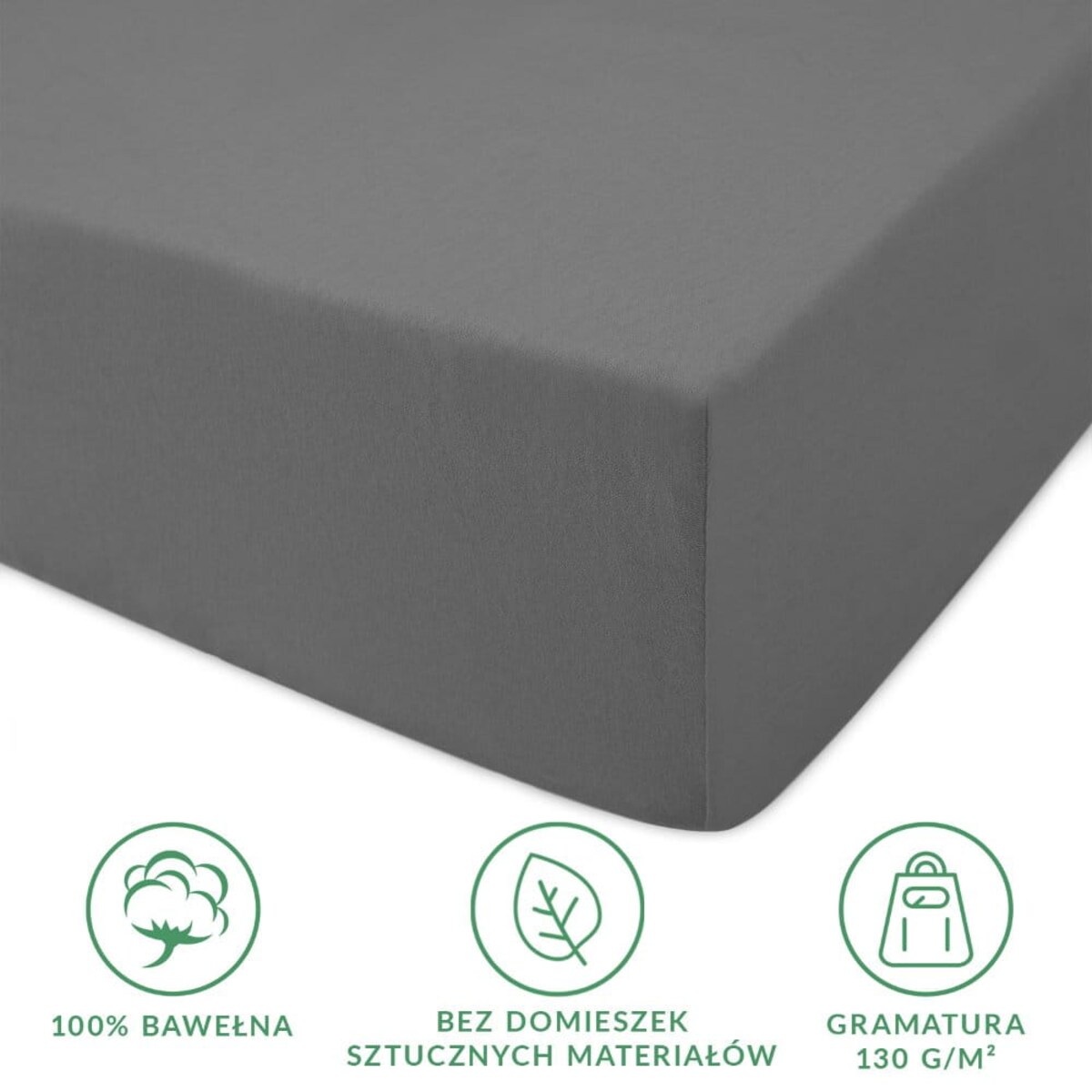 Prześcieradło z bawełny jersey z gumką 120x200 kolor Szary