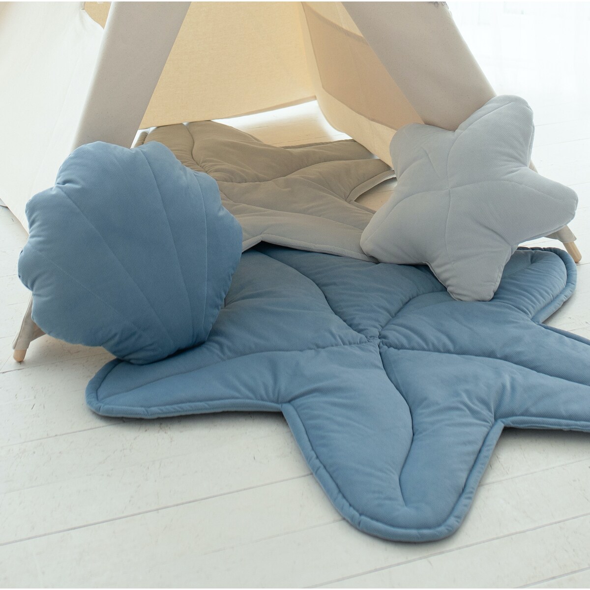 Poduszka muszelka Velvet Blue Shell