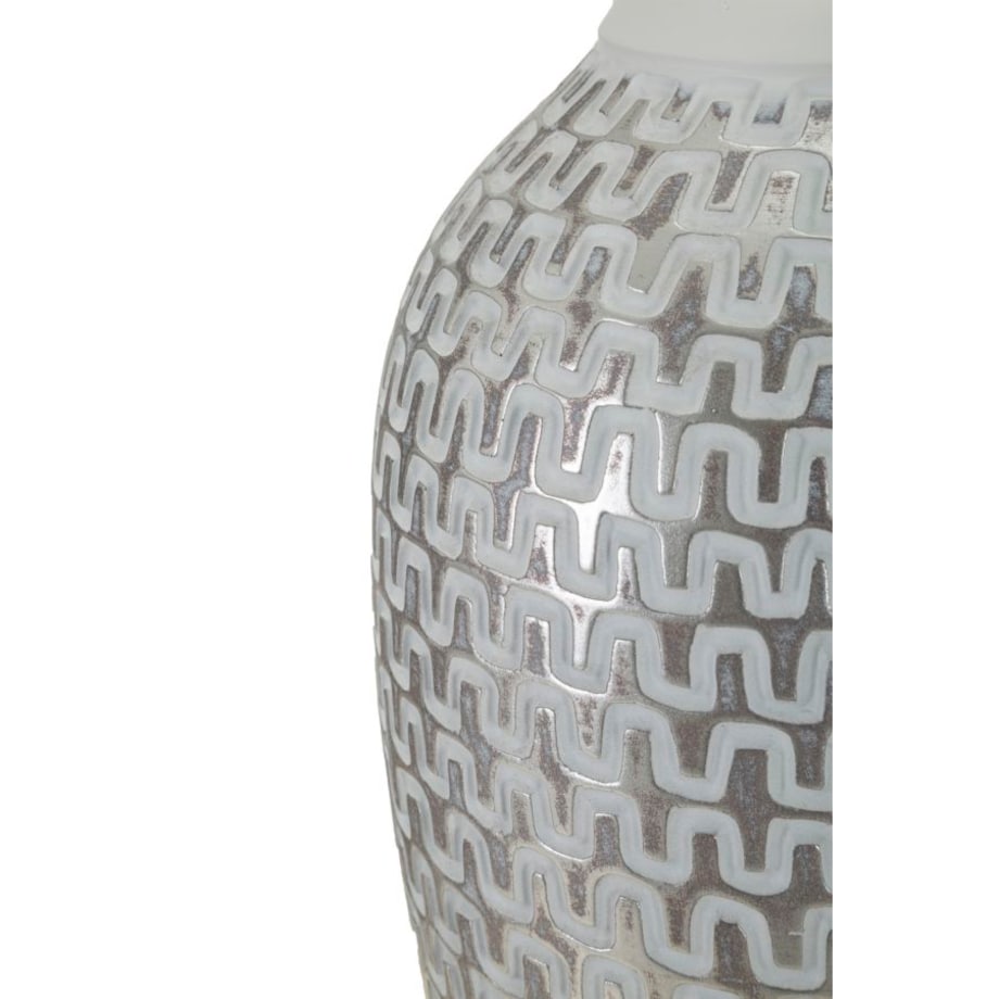 Lampa stołowa Wave, kolor srebrny i biały, żywica syntetyczna i żelazo, 35 x 35 x 65 cm, 1 x E27, max. 40 W, do salonu i sypialni, Mauro Ferretti