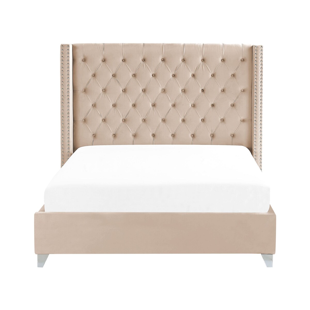 Łóżko Welur LUBBON 160 x 200 cm Beżowy