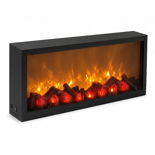 Kominek dekoracyjny LED, metalowy, 10 x 57 x 25 cm