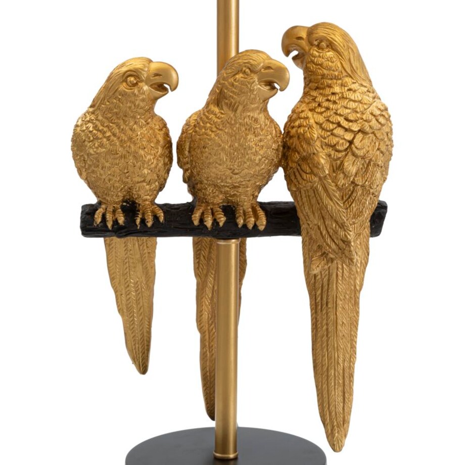 Lampa stołowa Parrots, kolor czarny i złoty, żelazo, PVC i poliester, 30 x 30 x 62,5 cm, 1 x E27, do salonu i sypialni, Mauro Ferretti