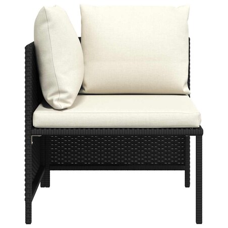 vidaXL Narożna sofa modułowa z poduszką, polirattan, czarna
