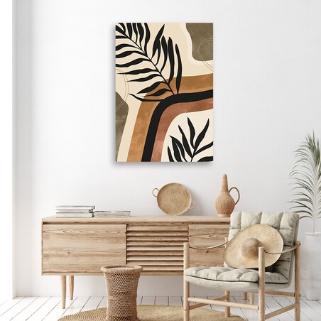 Obraz na płótnie, Liście i gałązki boho