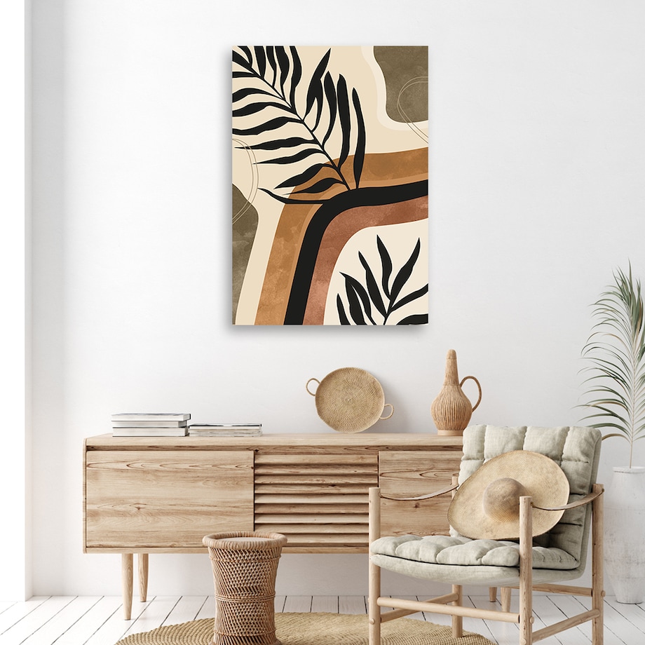 Obraz na płótnie, Liście i gałązki boho