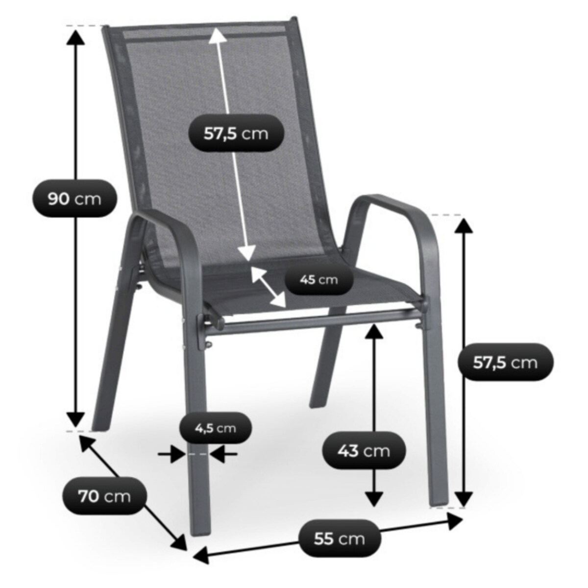 Zestaw Mebli Ogrodowych Na Taras Ogród Komplet Textilene Szary LIBERTY