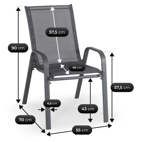 Zestaw Mebli Ogrodowych Na Taras Ogród Komplet Textilene Szary LIBERTY