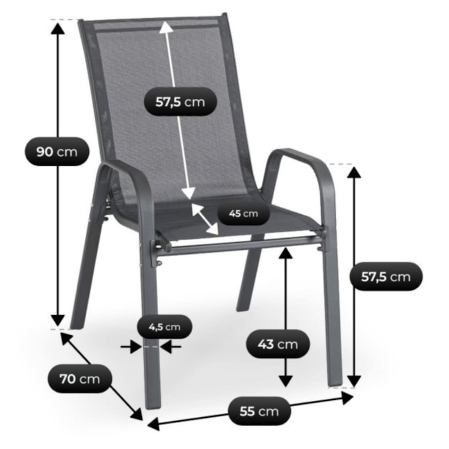Zestaw Mebli Ogrodowych Na Taras Ogród Komplet Textilene Szary LIBERTY