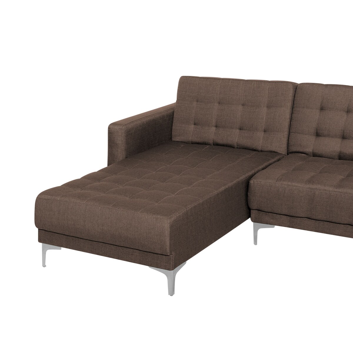 Narożnik rozkładany 4-osobowy z otomaną prawostronny brązowy ABERDEEN