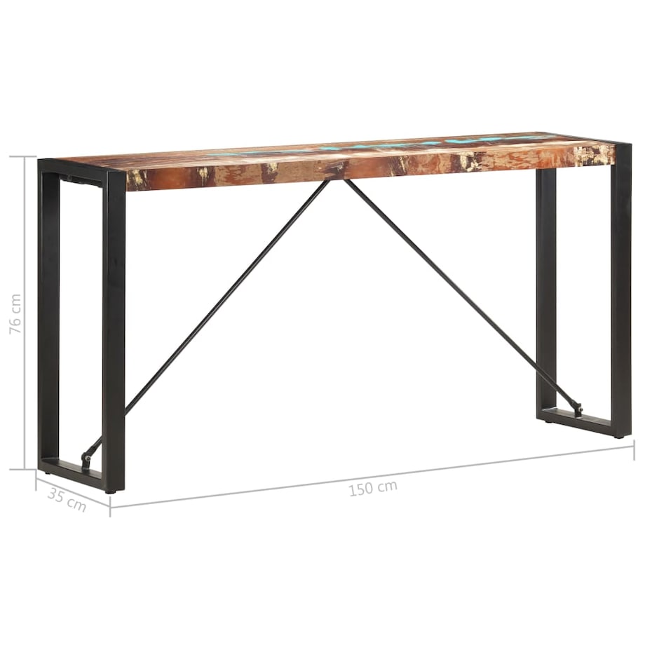 vidaXL Stolik typu konsola, 150 x 35 x 76 cm, lite drewno z odzysku