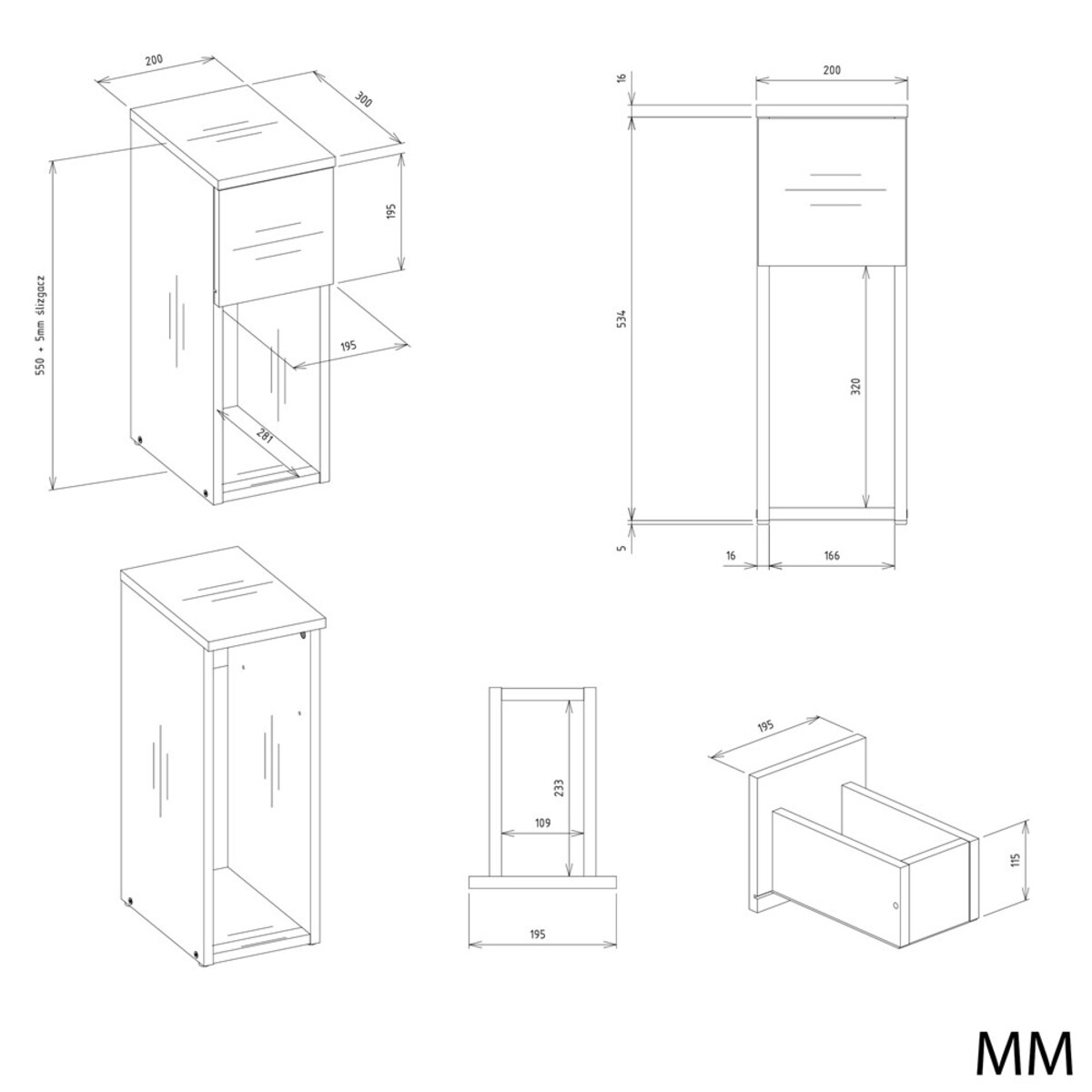 Szafka nocna GALAX 20/1S BIEL-ARTISAN