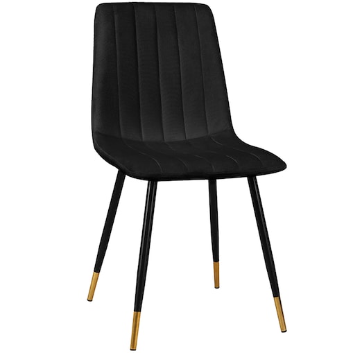 Krzesło tapicerowane czarne do salonu jadalni pikowane welurowe