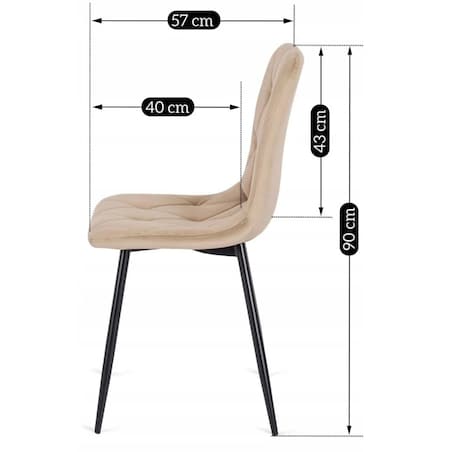 Krzesło Tapicerowane Welurowe Do Jadalni Salonu Kuchenne Loft Beżowe ROBIN