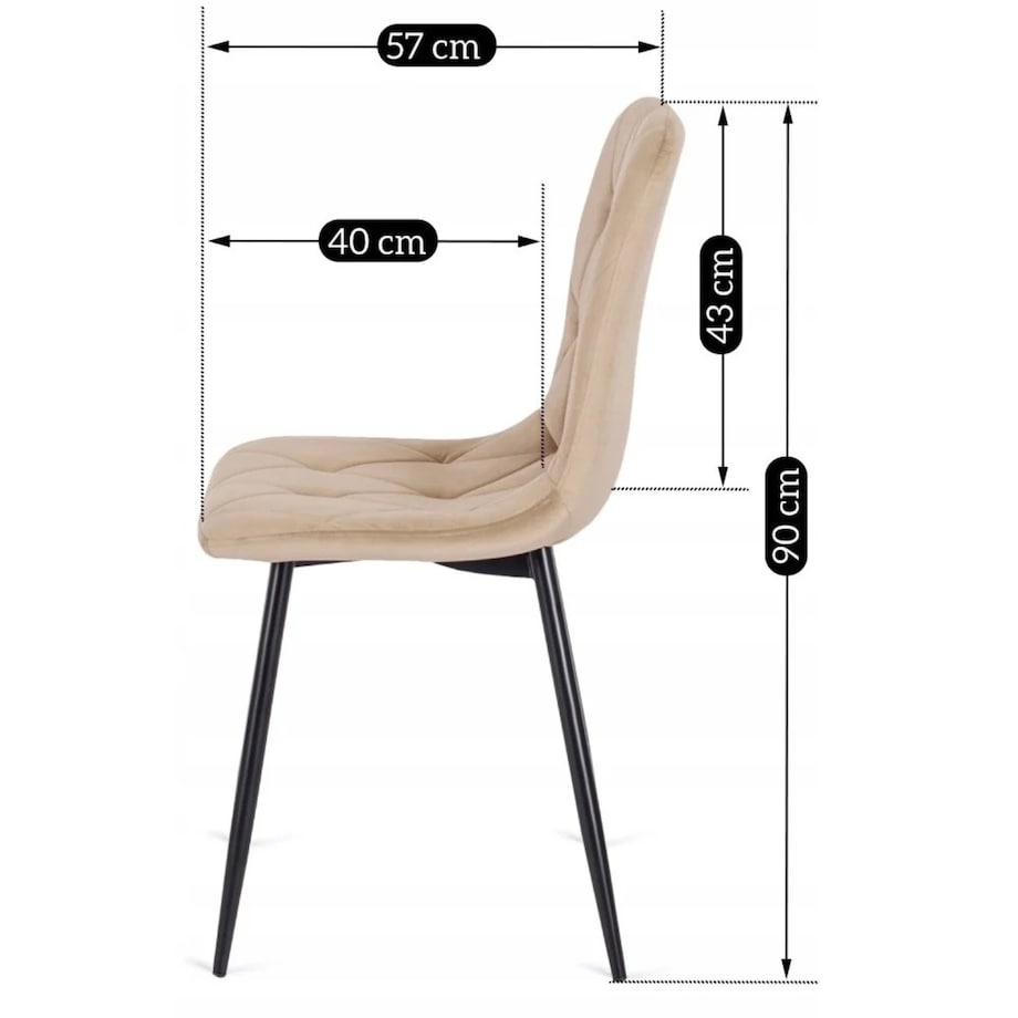 Krzesło Tapicerowane Welurowe Do Jadalni Salonu Kuchenne Loft Beżowe ROBIN