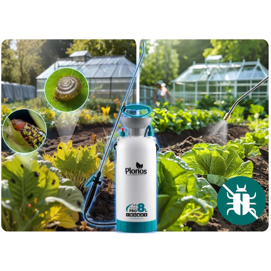 Opryskiwacz ciśnieniowy ręczny Plonos PL-606 8L duży ogrodowy regulowana lanca dysza