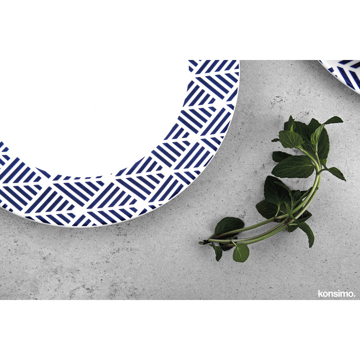 Konsimo LIVIDUS Talerz obiadowy, biały/niebieski