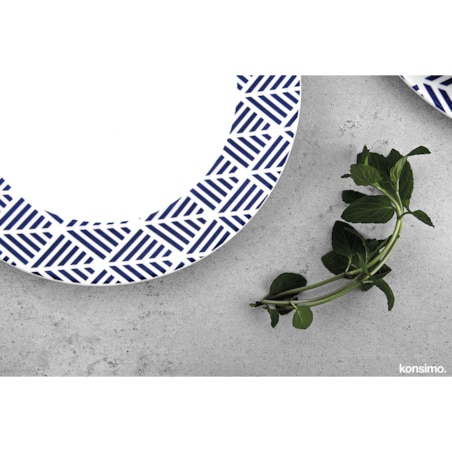 Konsimo LIVIDUS Talerz obiadowy, biały/niebieski