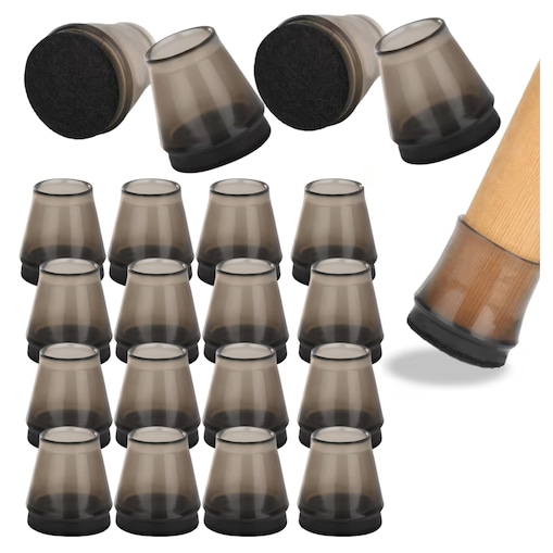 Nakładki na nogi krzesła ochronne czarne z filcem czarne 12-14 mm 16 sztuk