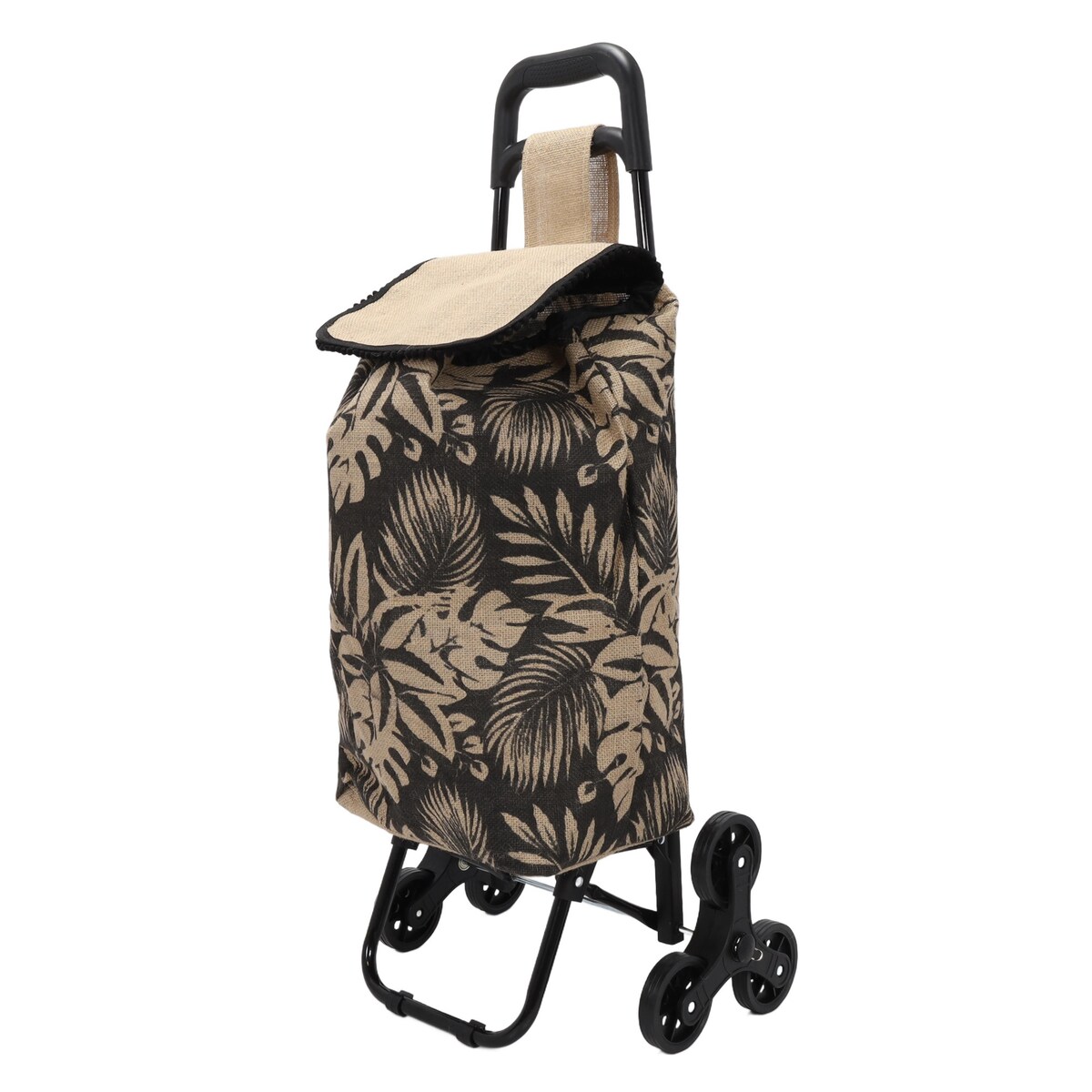 Wózek na zakupy na kółkach, jutowa torba, 33 l