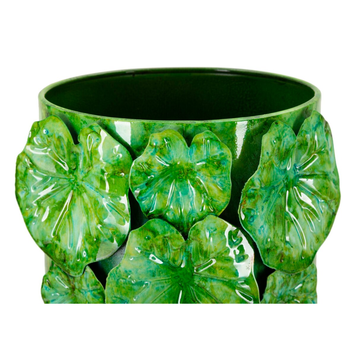 Osłonka dekoracyjna Drop, kolor zielony, żelazo, 18 x 17,5 x 46 cm, na doniczkę do salonu, Mauro Ferretti