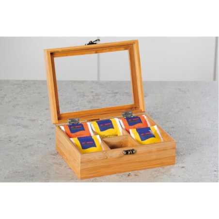 Herbaciarka bambusowa, szkatułka z bambusa na herbatę, 6 przegródek