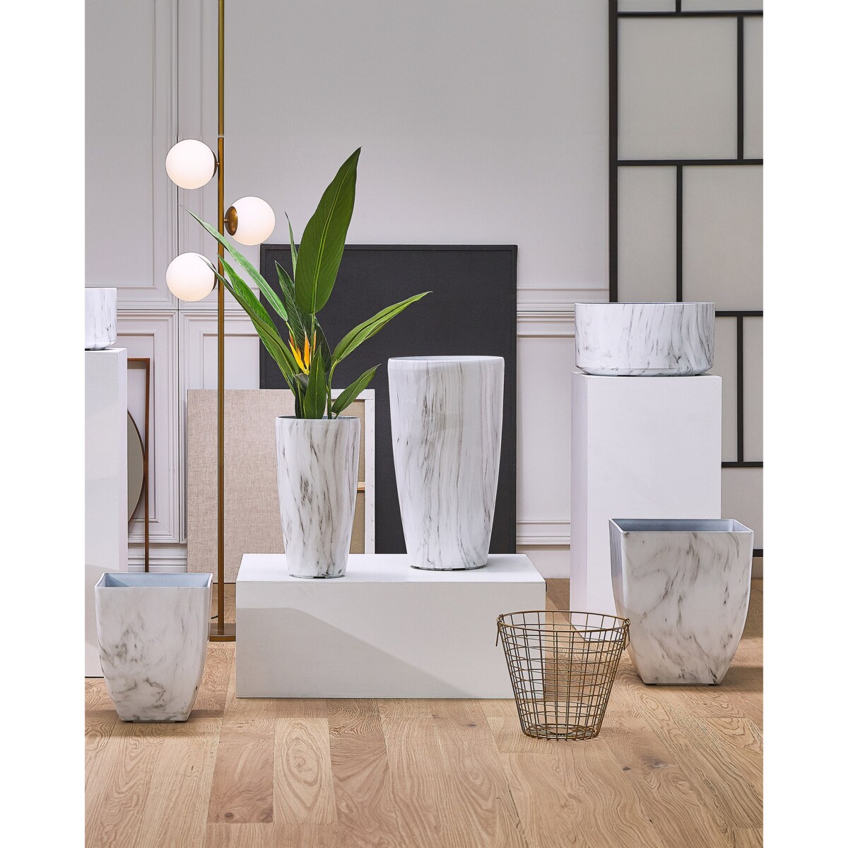 Donica MIRO 35 cm Biały marmur