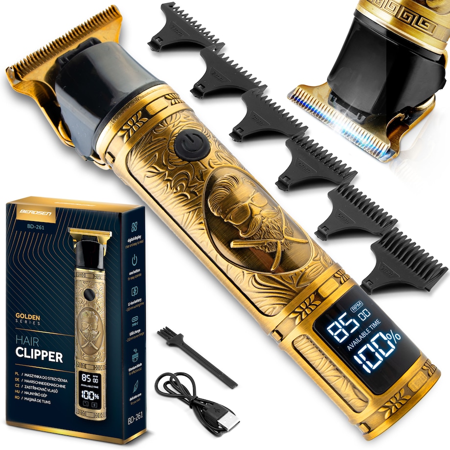 Maszynka do strzyżenia włosów brody Berdsen BD-261 złota Barber