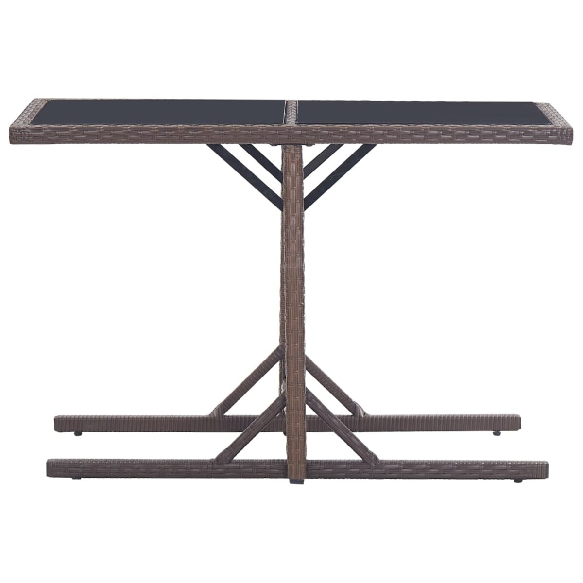vidaXL Stół ogrodowy, brązowy, 110 x 53 x 72 cm, szkło i polirattan