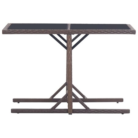vidaXL Stół ogrodowy, brązowy, 110 x 53 x 72 cm, szkło i polirattan