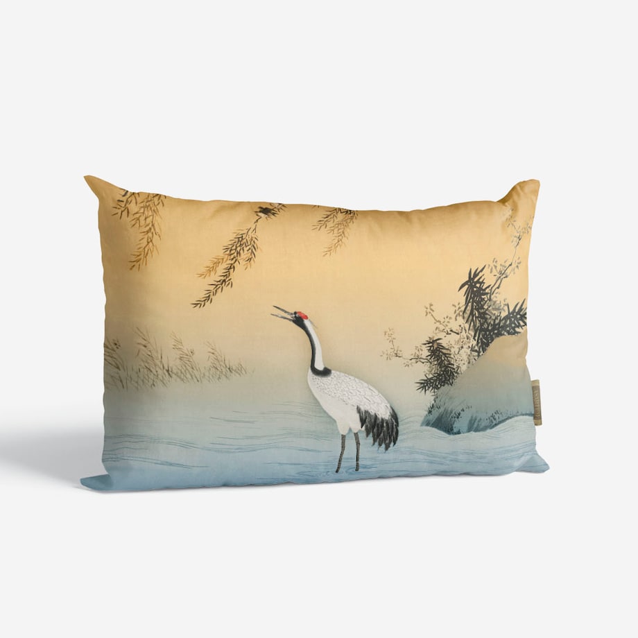 bawełniana poszewka na poduszkę - Żuraw i zachodzące słońce 40x60 cm