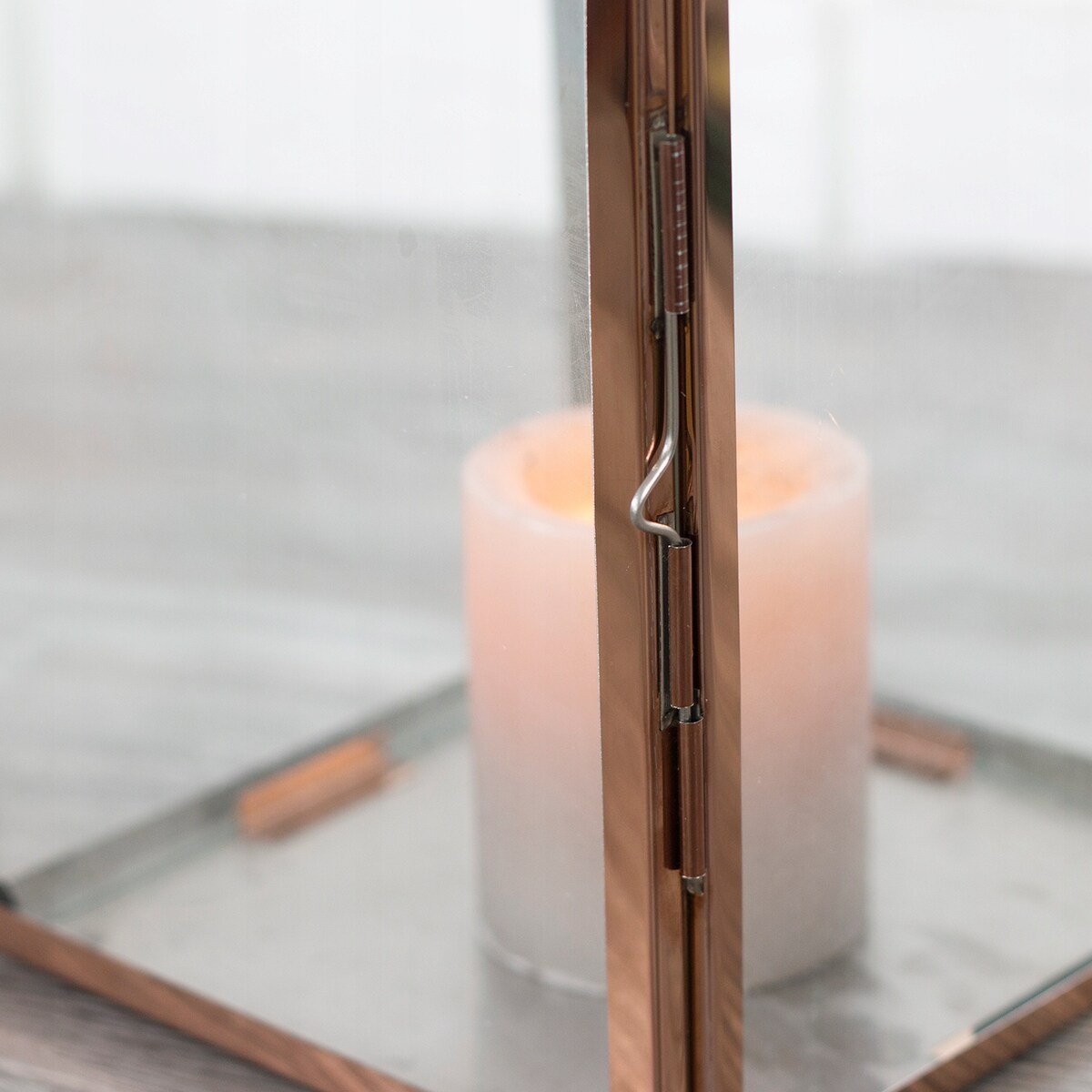 LAMPION ROSE GOLD metal / szkło wys. 45cm