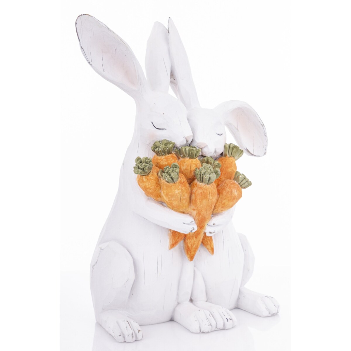 Dekoracja - para króliczków z marchewkami 33x23,5x16 cm