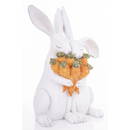 Dekoracja - para króliczków z marchewkami 33x23,5x16 cm
