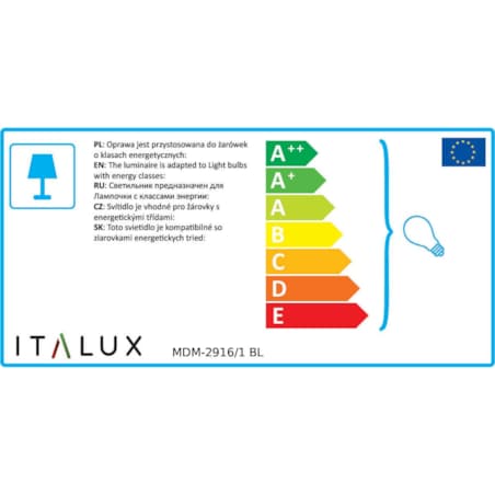 LAMPA wisząca DAVIDE MDM-2916/1 BL Italux szklana OPRAWA zwis niebieski