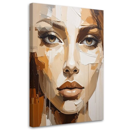 Obraz do salonu sypialni, Portret Kobieta Beżowy jak malowany