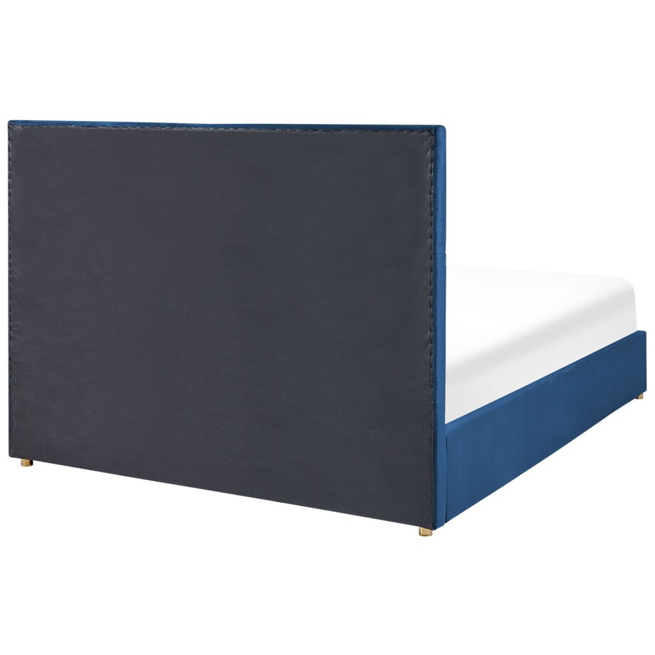 Łóżko welurowe z pojemnikiem 180 x 200 cm niebieskie VERNOYES