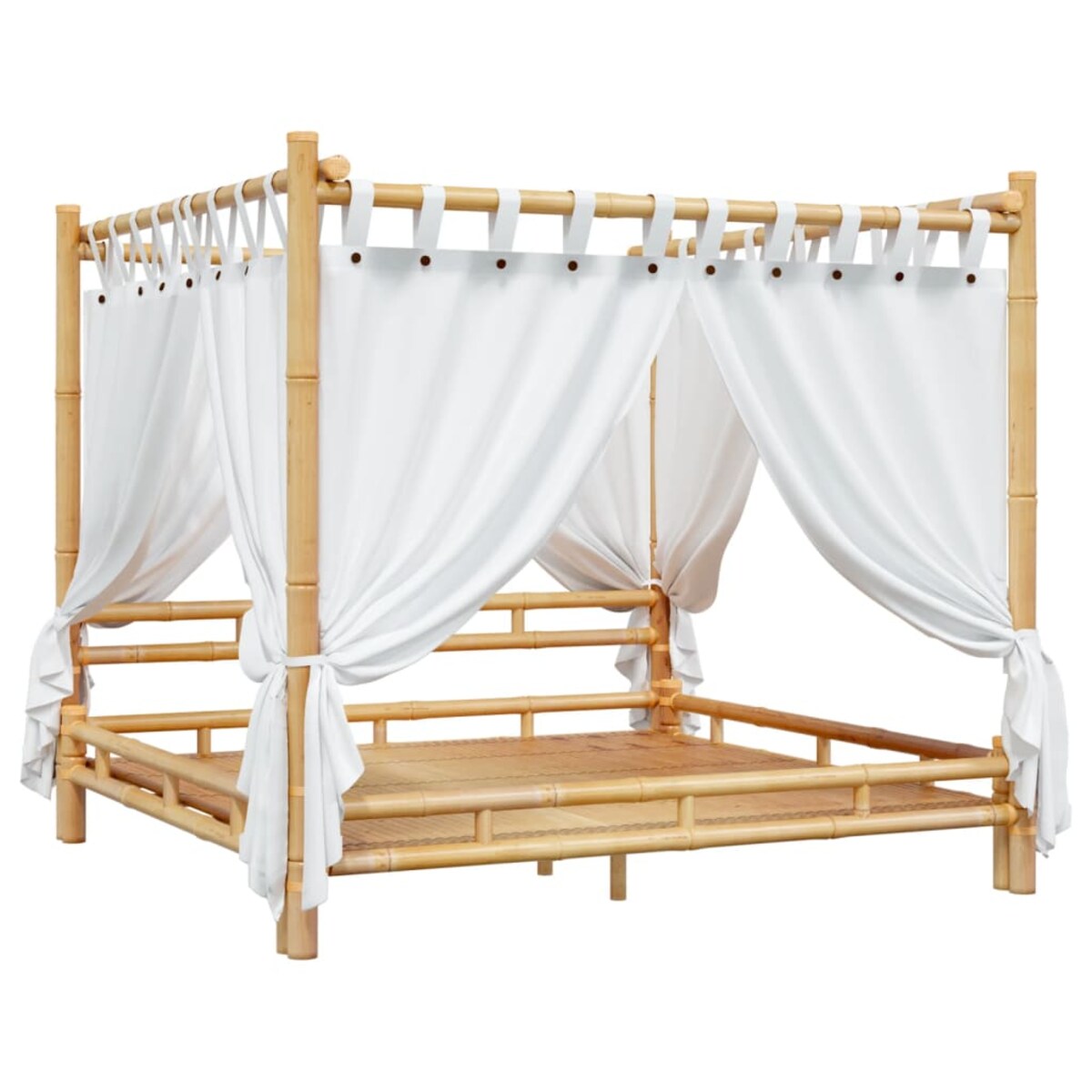 vidaXL Łóżko z baldachimem, 200x200 cm, bambusowe