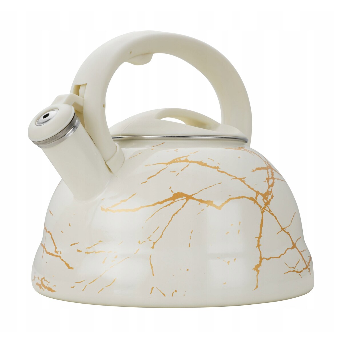 Czajnik Emaliowany Retro 2.2L Z Gwizdkiem Stal Węglowa Biały Indukcja Gaz