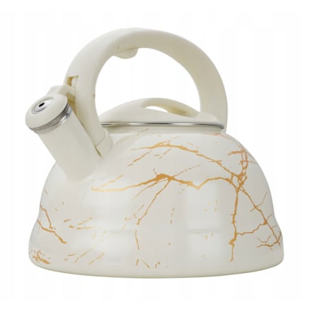 Czajnik Emaliowany Retro 2.2L Z Gwizdkiem Stal Węglowa Biały Indukcja Gaz